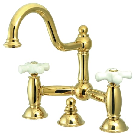 KS3912PX Restoration Bathroom Bridge Faucet, Polished Brass